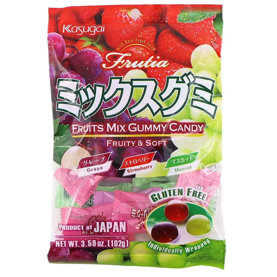 Kasugai Gummy Mix-Strawberry,Grape,Muscat (Japan)