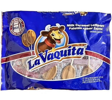 La Vaquita Milk Caramel Lollypops 21pc x 14g Mexico