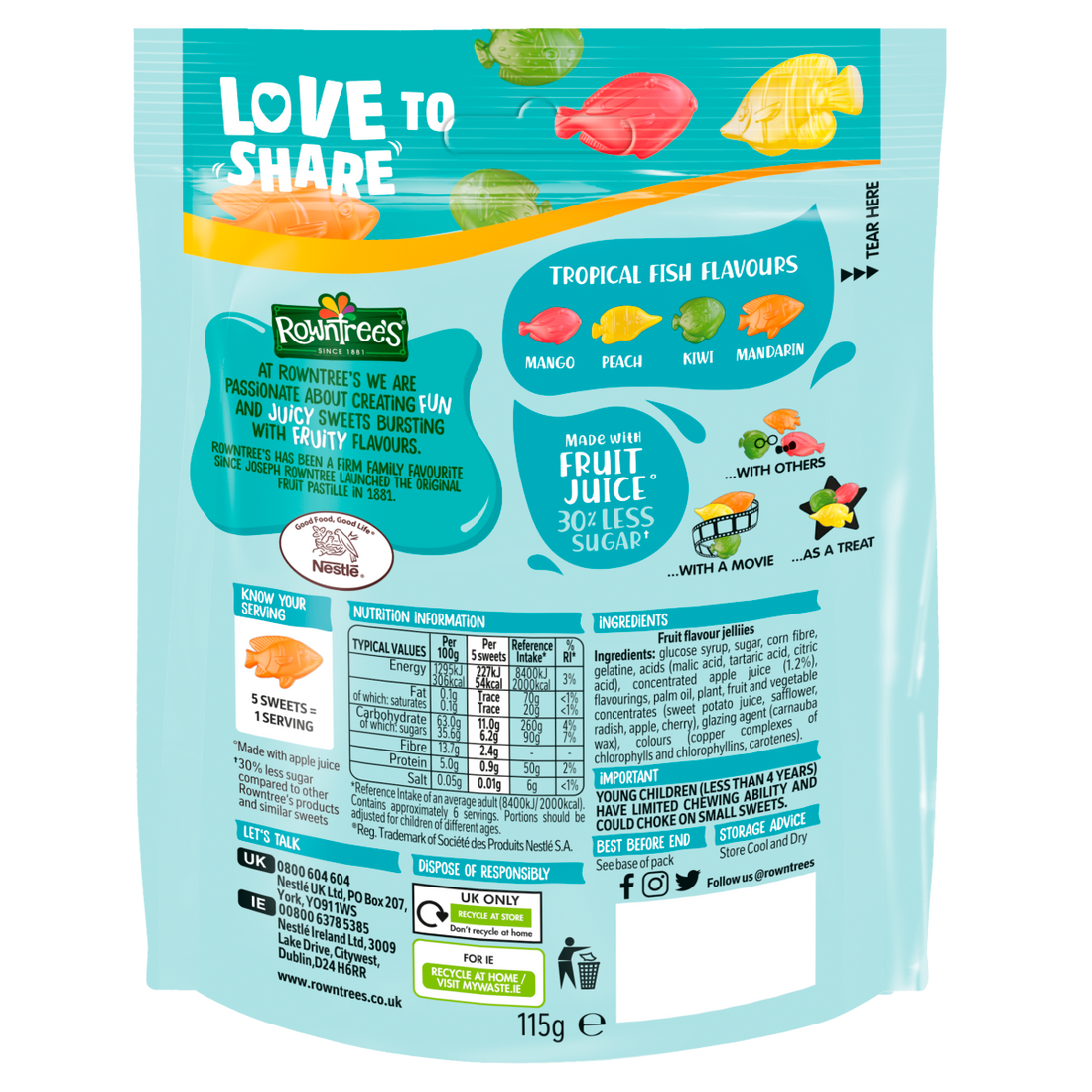 Rowntree's Tropical Fish Pouch 115g (UK)