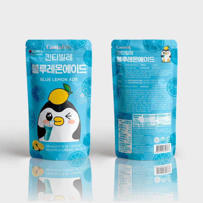 Cantabile Blue Lemon Ade Pouch Drink pack of 10x230ml (Korea)