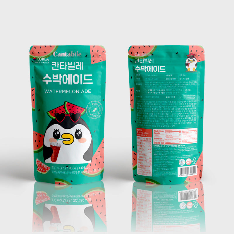 Cantabile Watermelon Ade Pouch Drink pack of 10x230ml (Korea)