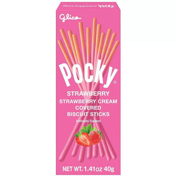 Pocky Strawberry Cream Covered Biscuit Sticks 40g