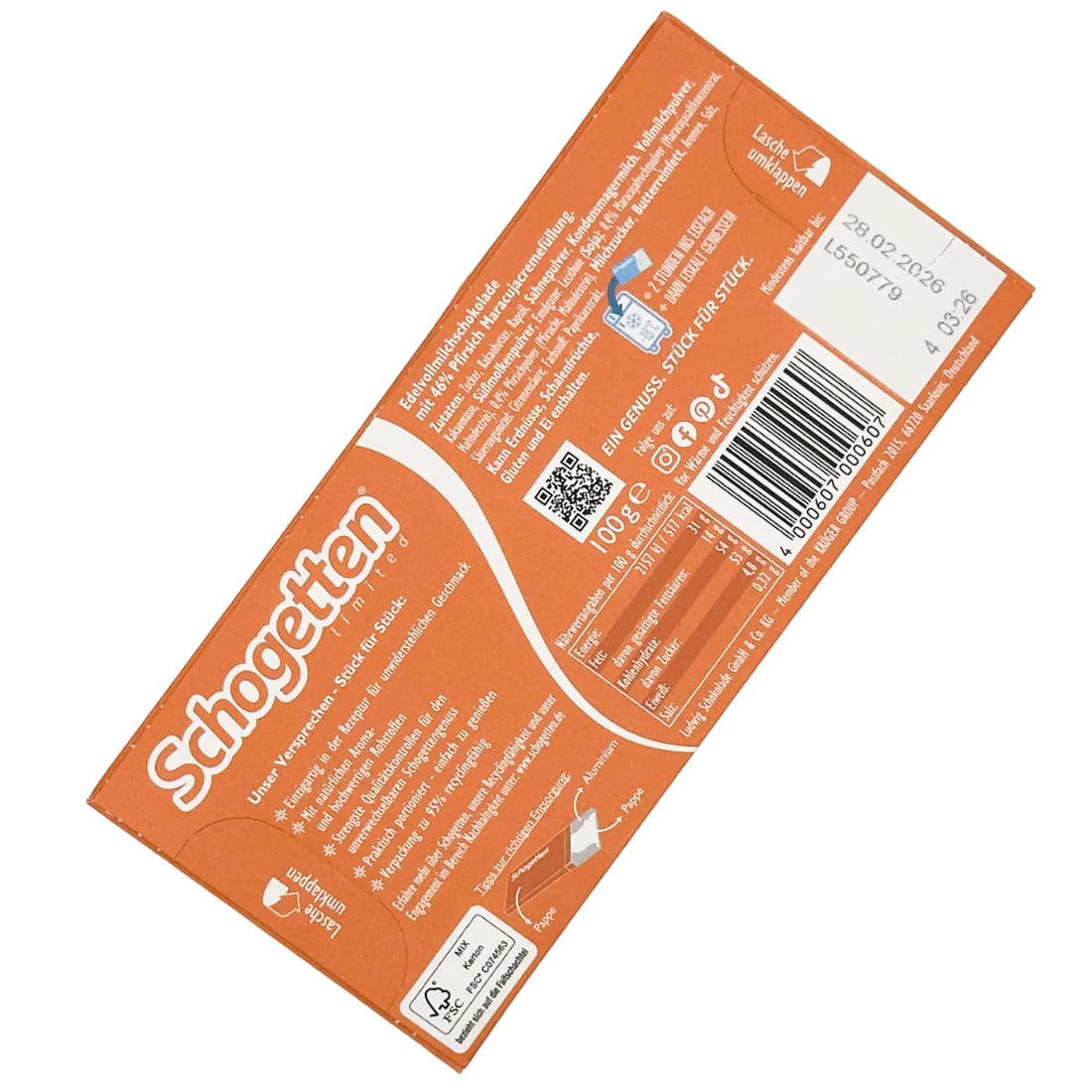 Schogetten Passion Fruit & Peach Flavor Freeze Me Edition 15x100g (Germany)