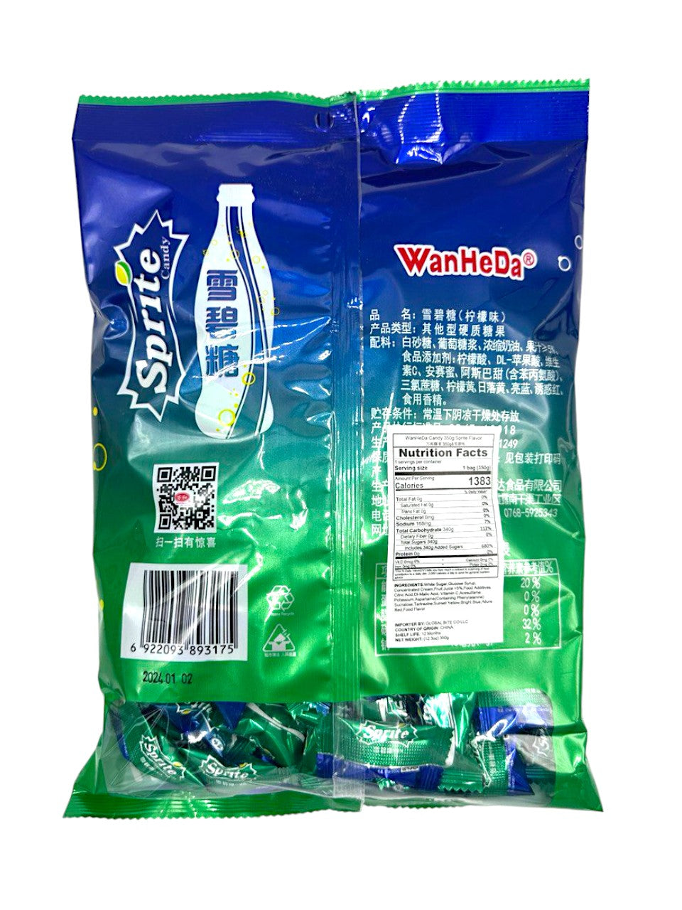 Wanhe Soda Candy Sprite Flavor 350g
