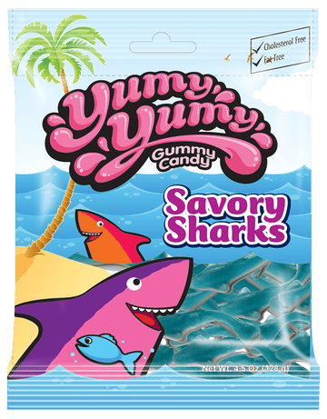 Yumy Yumy Gummy Candy Savory Sharks Blackberry 12pck Türkiye