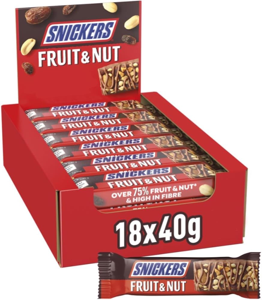 Snickers Fruit & Nut Chocolate Snack Bars 18 x 40g (UK)