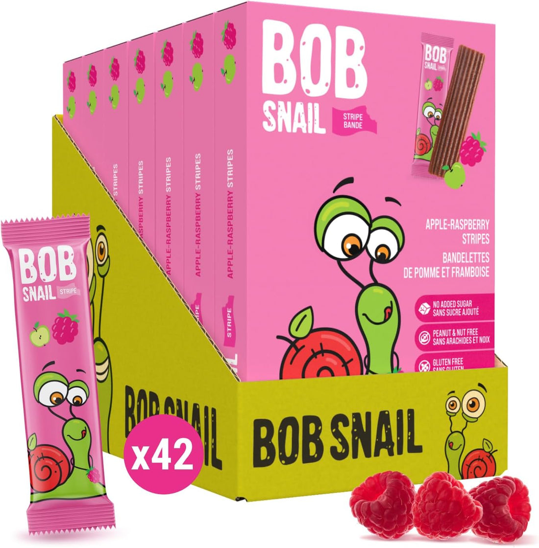 Bob Snail Fruit Stripes Apple Raspberry Pack of 7 (European)