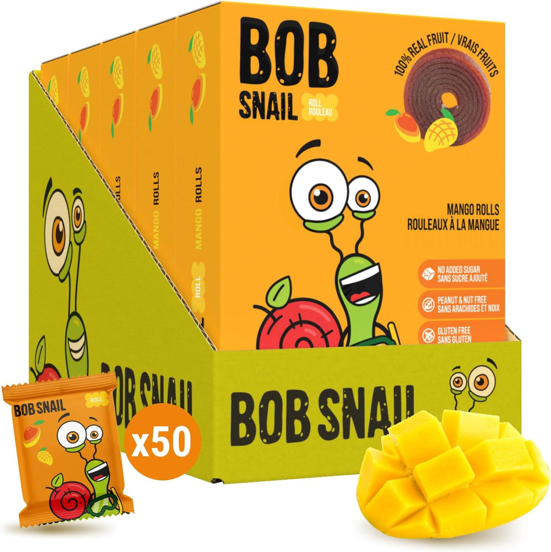 Bob Snail Fruit Rolls Mango Box of 5x100g (European)