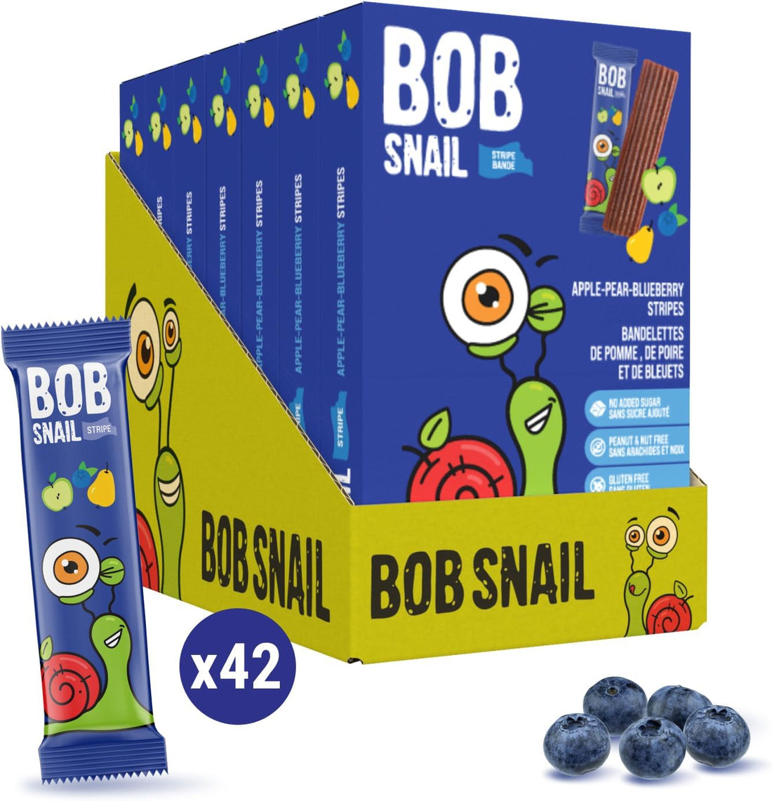 Bob Snail Fruit Stripes Apple-Pear-Blueberry Pack of 7 (European)