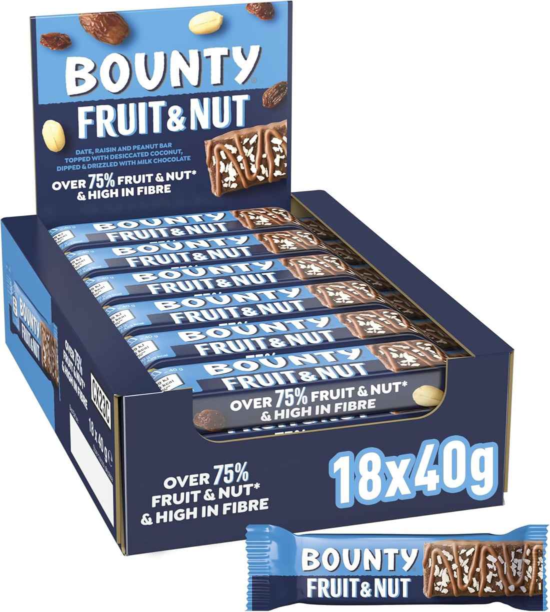 Bounty Fruit & Nut Milk Chocolate Snack Bars 18 x 40g (UK)