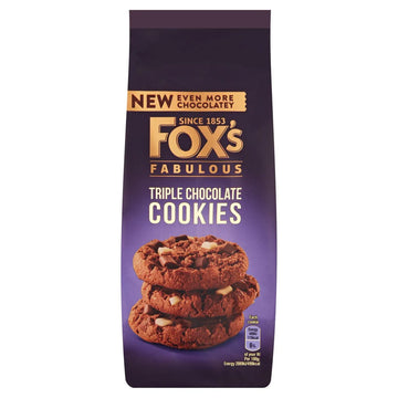 Fox's Chocolatey Triple Chocolate Choc Chunk Cookies- 180g (UK)
