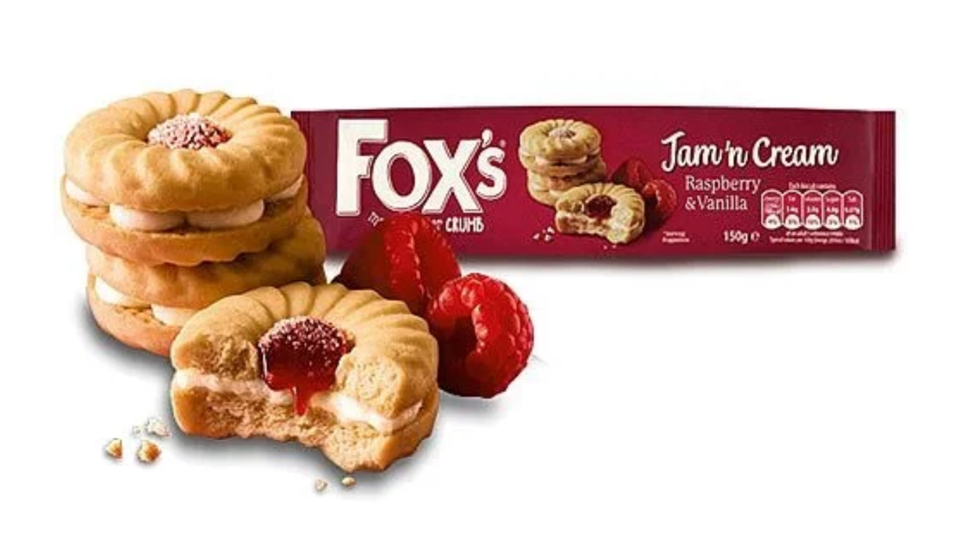 Fox's Jam'n Cream Raspberry Vanilla 150g (UK)