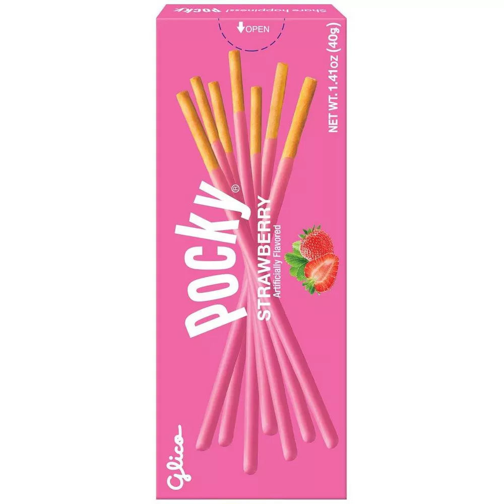Pocky Strawberry Cream Covered Biscuit Sticks 40g