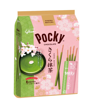 Pocky Sakura Matcha Chocolate 8 bags inside (Japan)