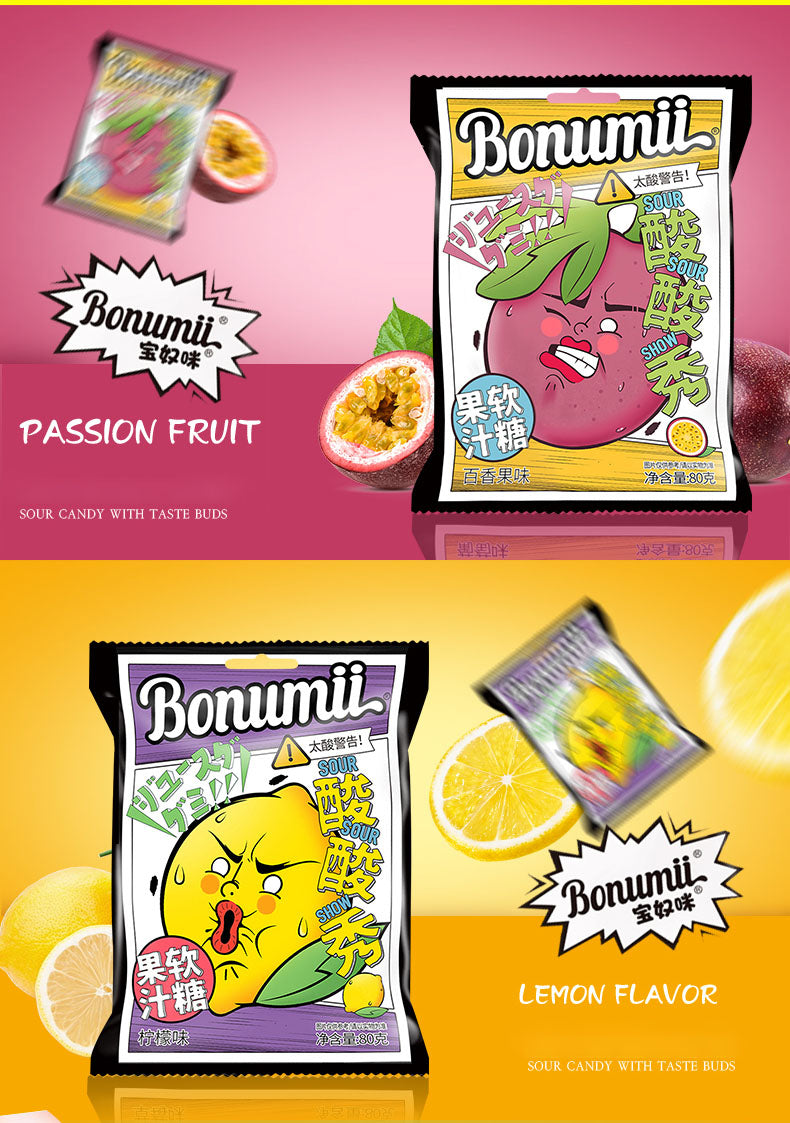 Bonumii Sour Show Juice Gummy – Lemon Flavor 88g (China)