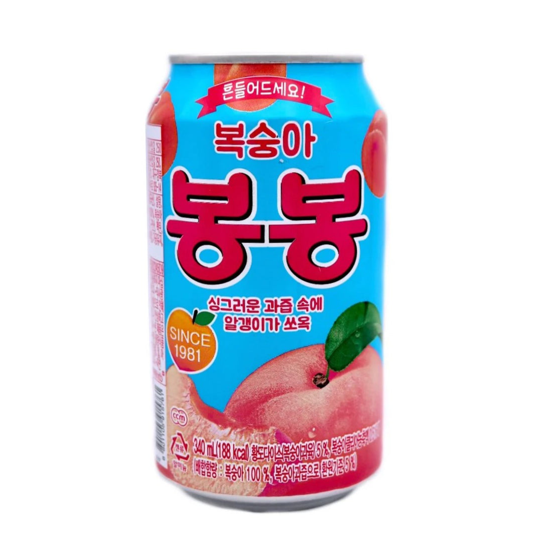 Haitai Peach Bon Bon w/ Peach Slices 340ml (Korea)