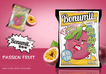 Bonumii Sour Show Juice Gummy – Passion Fruit Flavor 88g (China)