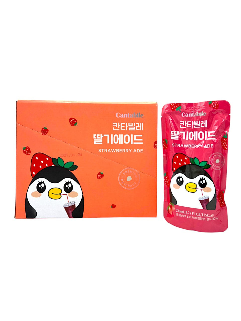 Cantabile Strawberry Ade Pouch Drink pack of 10x230ml (Korea)