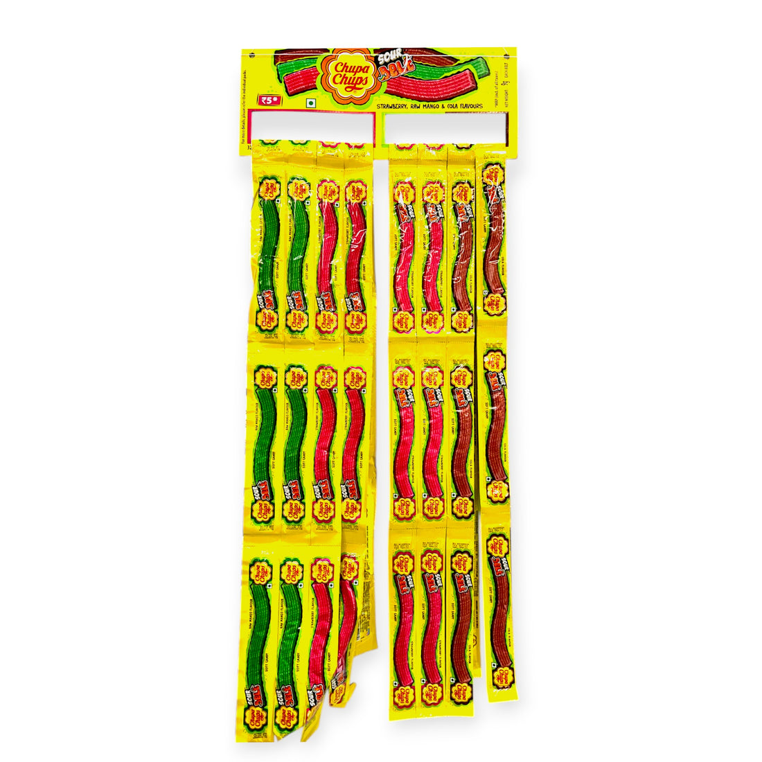 Chupa Chups Sour Belts 48pck with hanger