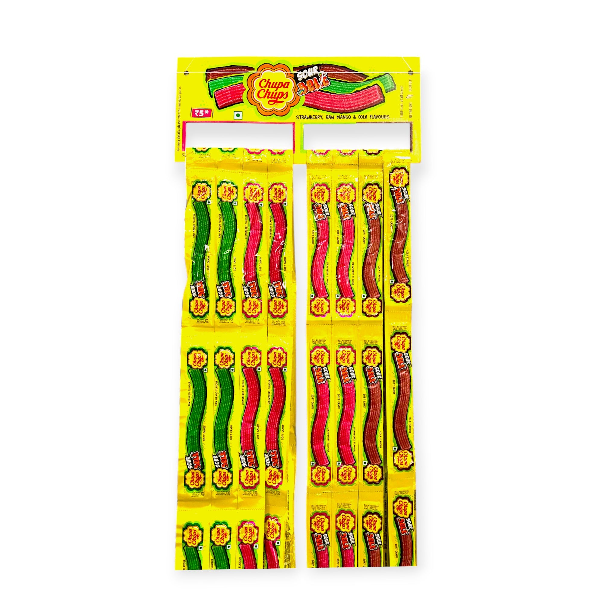 Chupa Chups Sour Belts 48pck with hanger