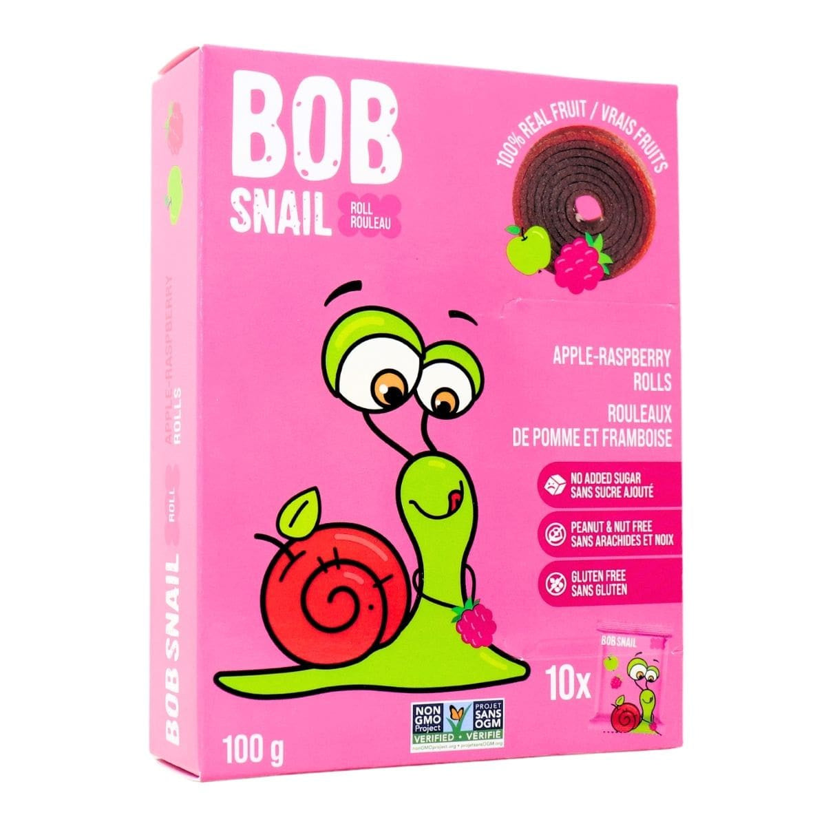 Bob Snail Fruit Rolls Apple Raspberry Box of 5x100g (European)