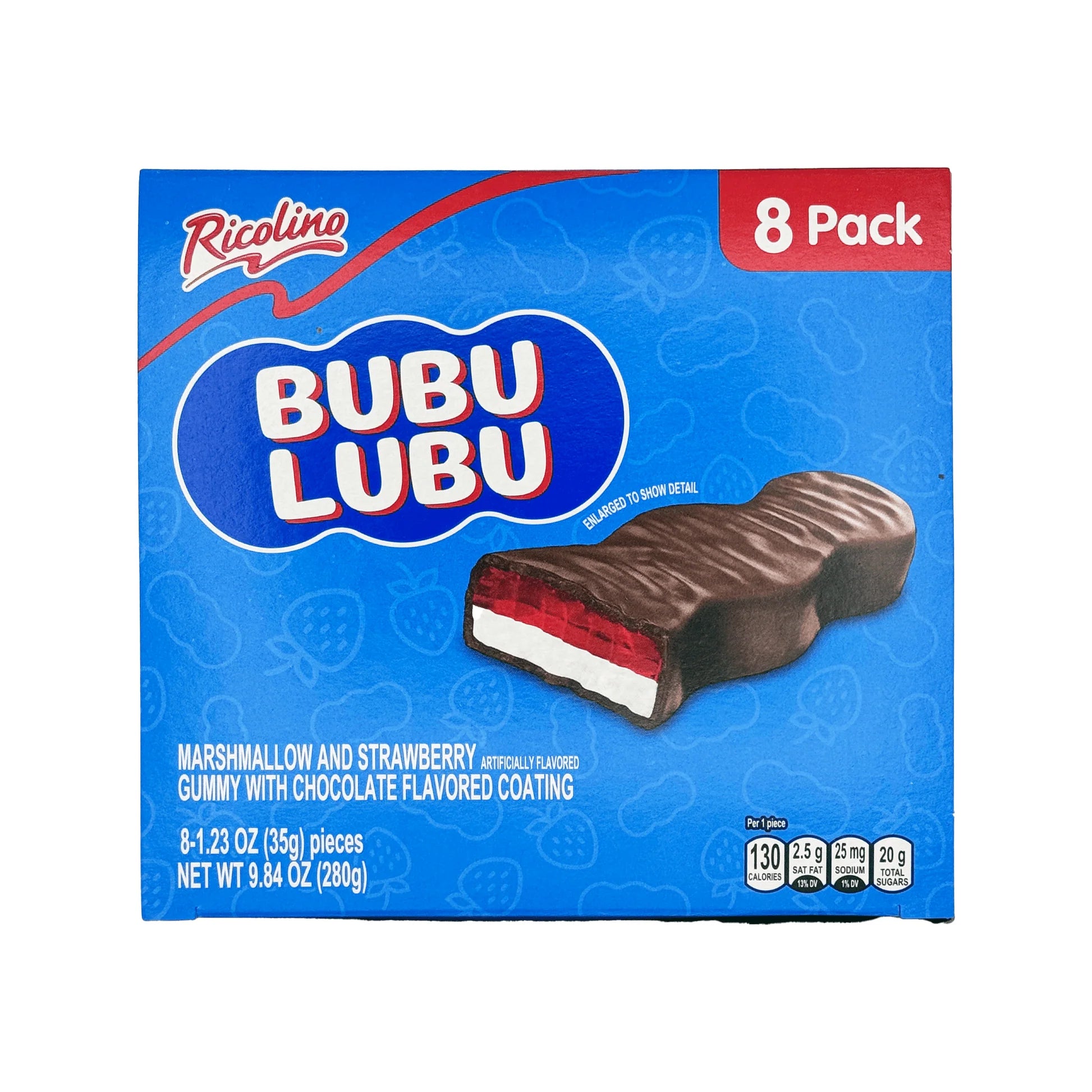 Ricolino Bubulubu Chocolate and Strawberry Marshmallow 8pck x 35g Mexico