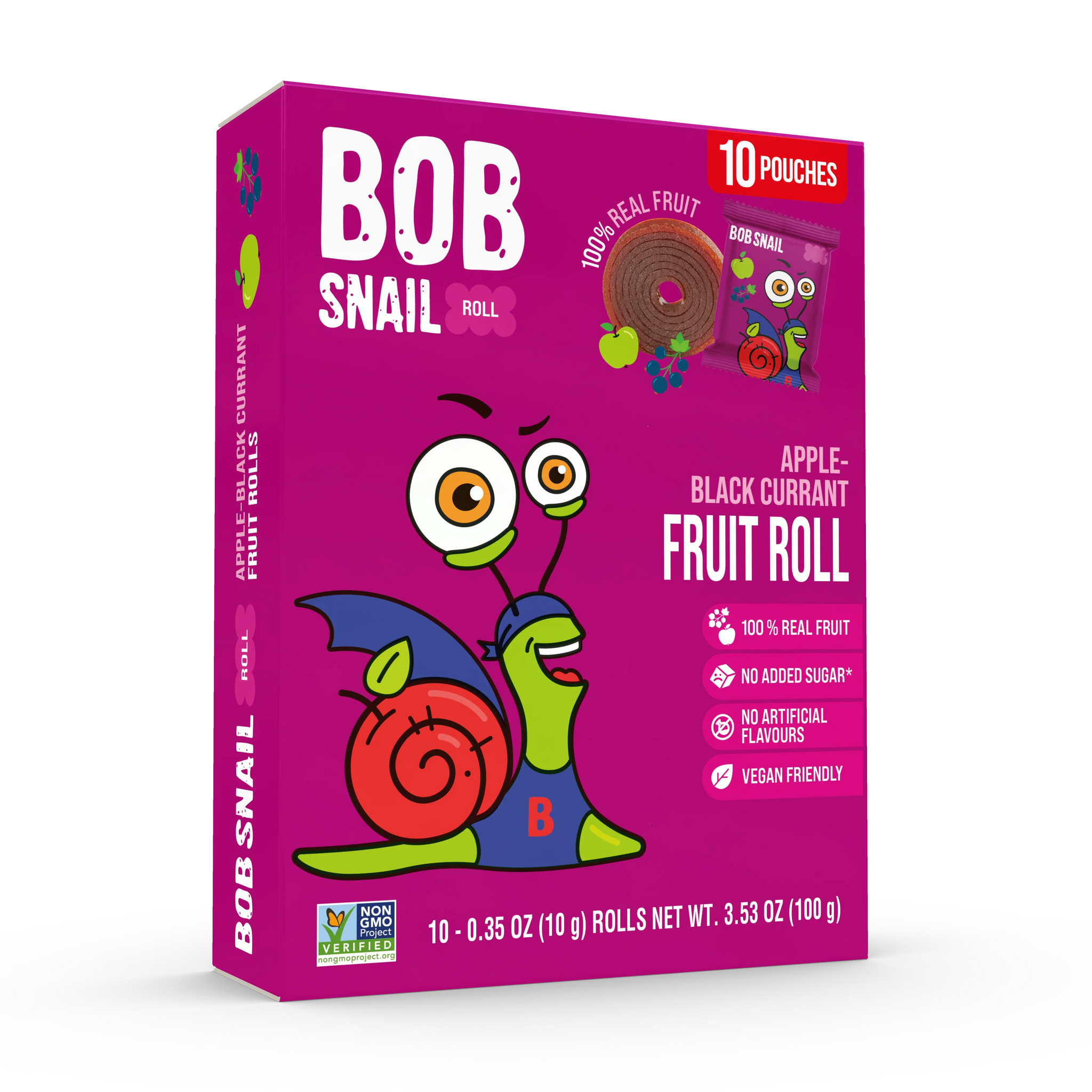 Bob Snail Fruit Rolls Apple Black Currant Box of 5x100g (European)