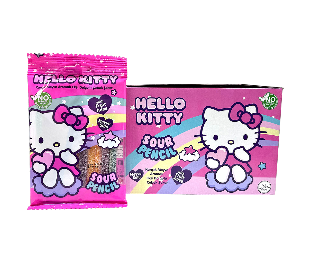 Hello Kitty Sour Pencil Candy 12pck x 80g (Turkey)