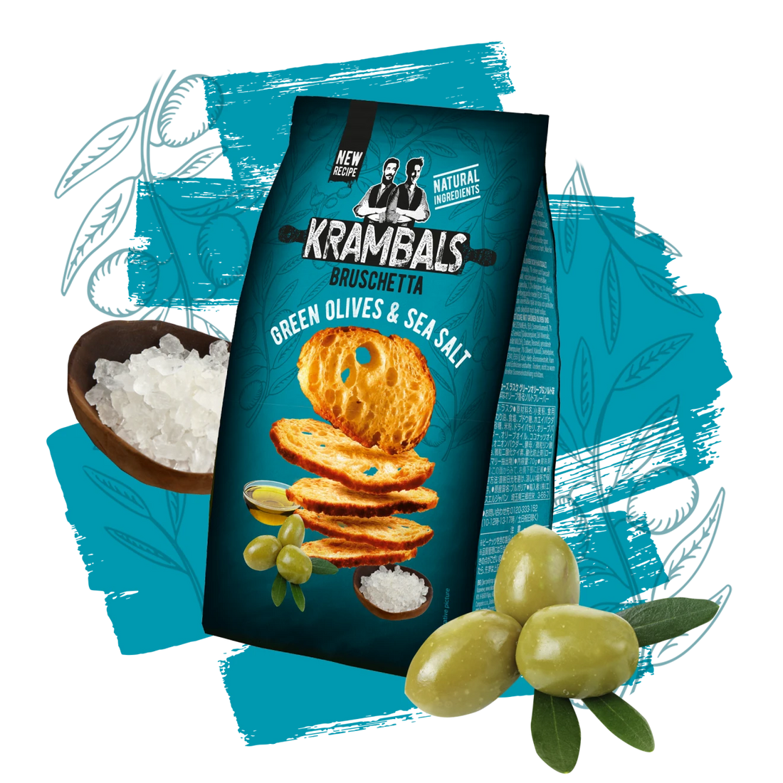 Krambals Bruschetta Green Olives & Sea Salt 70g (Europe)