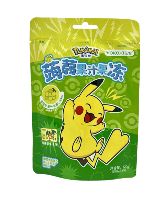 Pokemon Konjac Juice Jelly Green Grape Gummy 120g (China)