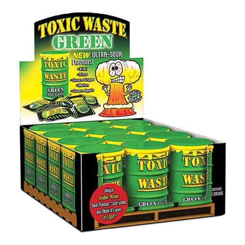 Toxic Waste Green Ultra Sour Candy Drum 12pck