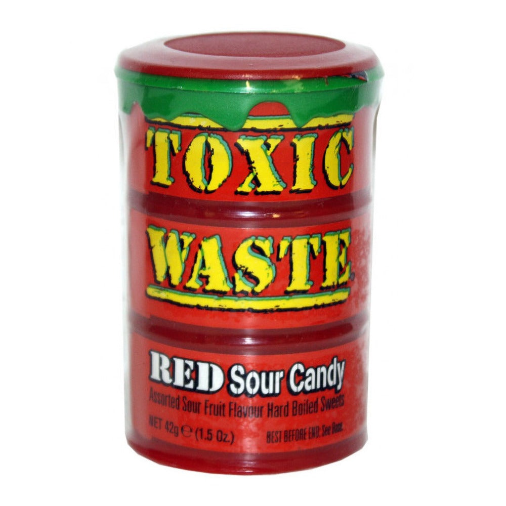 Toxic Waste Red Ultra Sour Candy Drum 12pck